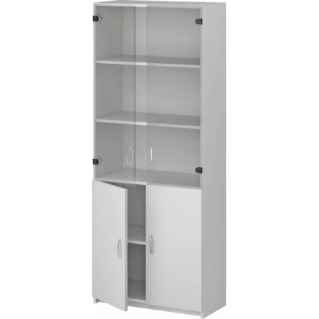 Шкаф для документов СП-Бюджет 2553 со стеклом (белый шагрень,  716х349х1810 мм)