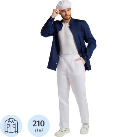 Куртка для пищевого производства у17-КУ ХАССП мужская синяя с длинным  рукавом (размер 44-46, рост 170-176)