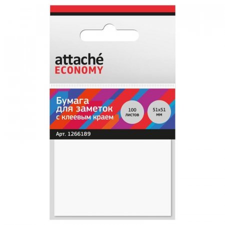 Стикеры Attache Economy 51x51 мм белые (1 блок, 100 листов)