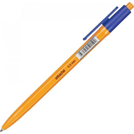 Ручка шариковая автоматическая Attache Economy синяя (оранжевый корпус, толщина линии 0.5 мм)