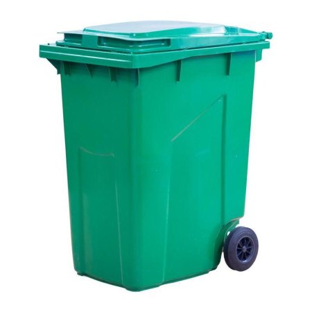 Контейнер-бак мусорный 360 л пластиковый на 2-х колесах с крышкой  зеленый