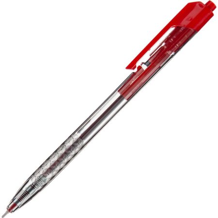 Ручка шариковая автоматическая Deli Arrow красная (толщина линии 0.35  мм)