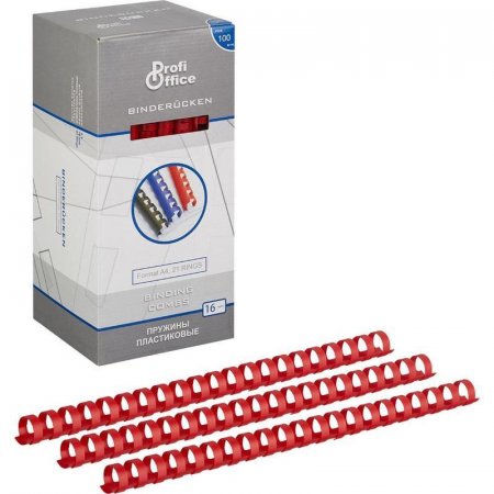 Пружины для переплета пластиковые ProfiOffice 16 мм красные (100 штук в упаковке)