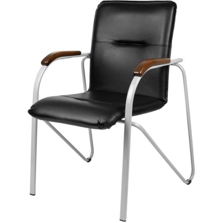 Конференц-кресло Easy Chair Samba V-4 1.031 черный/орех (искусственная  кожа, металл металлик)
