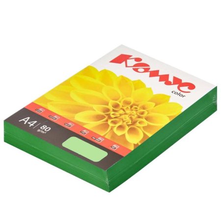 Бумага цветная для печати Комус Color зеленая интенсив (А4, 80 г/кв.м, 500 листов)