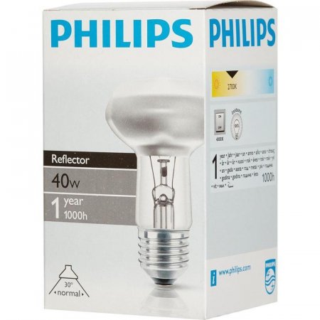 Лампа накаливания Philips 40 Вт E27 рефлекторная зеркальная 2700 К теплый белый свет
