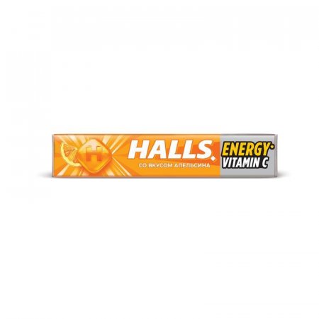 Леденцы Halls с витамином C и вкусом апельсина (12 штук по 25 г)