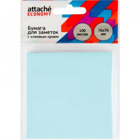 Стикеры Attache Economy 76x76 мм пастельный синий (1 блок, 100 листов)