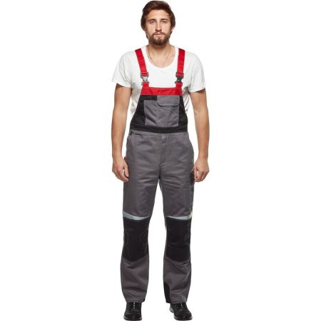 Полукомбинезон рабочий летний мужской л23-ПК с СОП серый/красный (размер  52-54, рост 182-188)