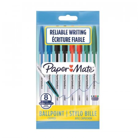 Ручка шариковая неавтоматическая Paper Mate 045 4 цвета (толщина линии 1  мм, 8 штук в наборе)