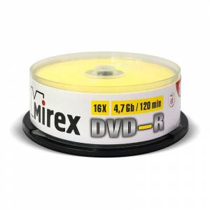 Диск DVD-R Mirex 4,7 GB 16x (25 штук в упаковке)