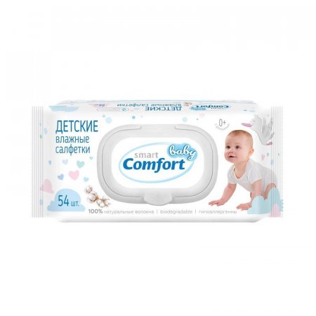 Влажные салфетки детские Smart Baby Comfort 54 штуки в упаковке