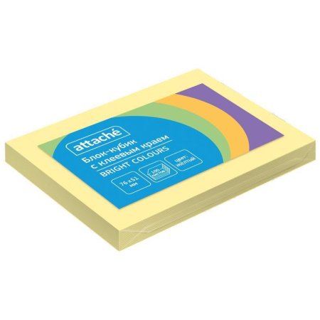 Стикеры Attache Bright colours 76х51 мм пастельные желтые (1 блок,100  листов)