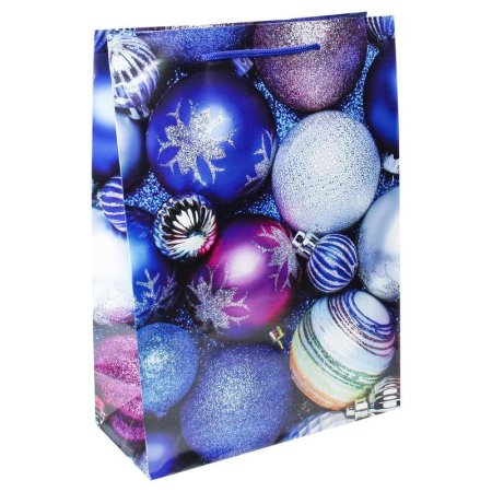 Пакет подарочный ламинированный новогодний Ассорти новогодних шаров  (11.5x14.5x6 см)