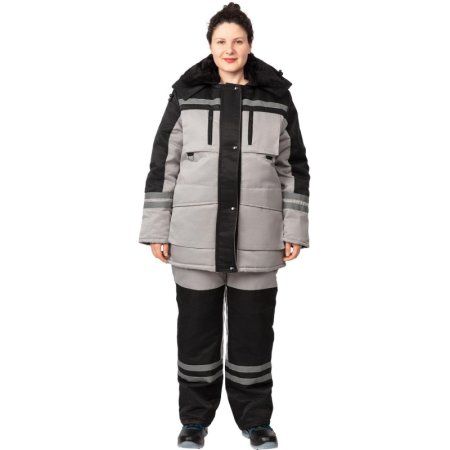 Костюм рабочий зимний женский з03-КПК с СОП серый/чёрный (размер 56-58,  рост 158-164)