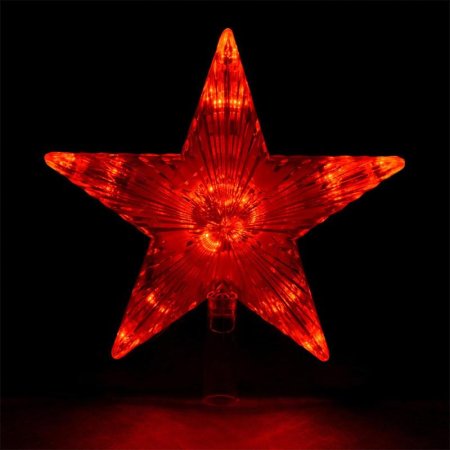 Верхушка на елку Звезда красный свет 10 светодиодов (15х15 см)