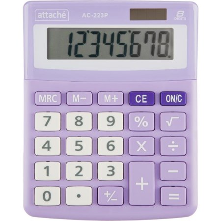 Калькулятор настольный Attache AС-223P 8-разрядный фиолетовый/белый  134x107x34 мм