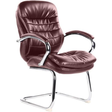 Конференц-кресло Easy Chair 515 коричневое (рециклированная кожа с компаньоном, металл хромированный)