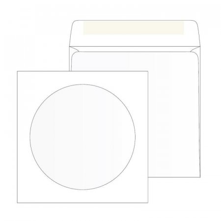 Конверт для CD Packpost 125x125 мм белый с клеем круглое окно 100 мм (25 штук в упаковке)