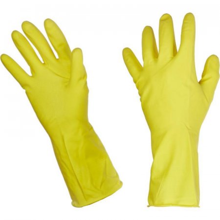 Перчатки резиновые Paclan Professional латекс хлопковое напыление желтые  (размер М)