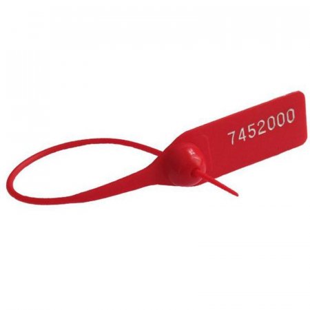 Пломба пластиковая номерная КПП-3-1602 МП (металлическая цанга) 230 мм  красная (50 штук в упаковке)
