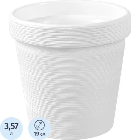 Кашпо La decoro Терра 3.57 л с внутренней вставкой 2.85 л белое (19x19  см)