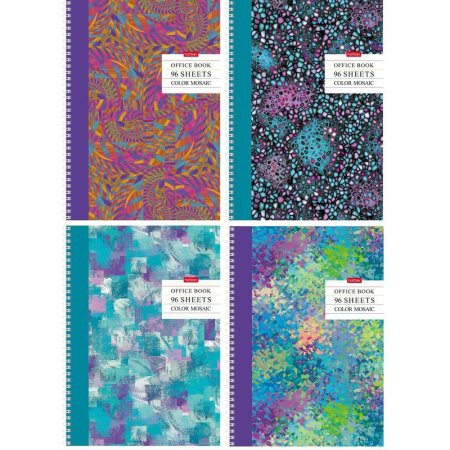 Бизнес-тетрадь Hatber Color mosaic А4 96 листов в ассортименте в клетку  на спирали (210х295 мм)