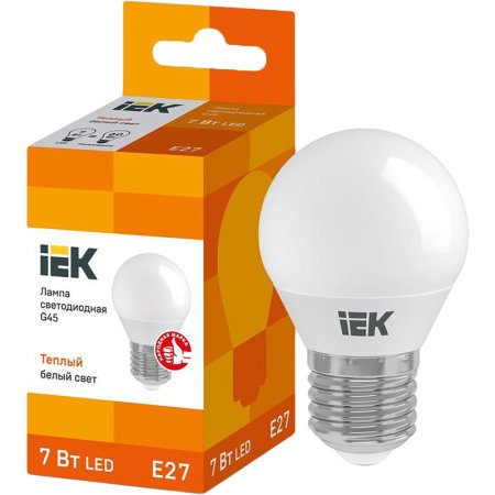 Лампа светодиодная IEK LLE-G45-7-230-30-E27 7 Вт Е27 А 3000 К 700 Лм  (422018)
