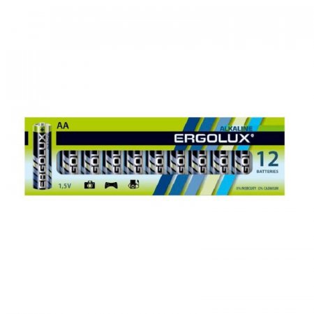 Батарейки Ergolux Alkaline пальчиковые АА LR6 (12 штук в упаковке)
