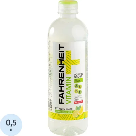 Вода питьевая Fahrenheit негазированная со вкусом лимона, лайма и мяты  пэт 0.5 л Вода питьевая Fahrenheit негазированная со вкусом лимона, лайма и мяты  пэт 0.5 л