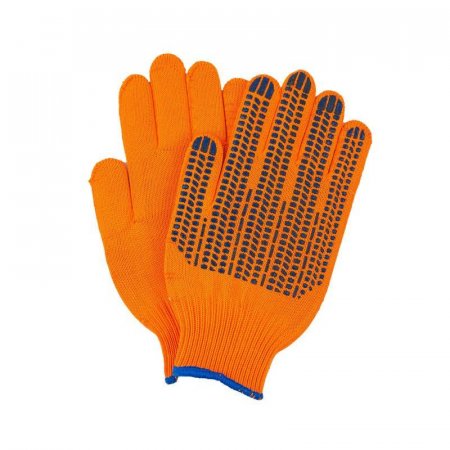 Перчатки рабочие двухслойные с ПВХ протектор оранжевые (6 нитей, 10 класс, размер 10, XL)