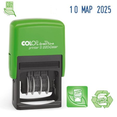 Датер автоматический пластиковый Colop S 220 Green Line (шрифт 4 мм,  месяц обозначается буквами)