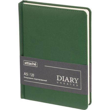 Ежедневник недатированный Attache Classic искусственная кожа тиснение А5  136 листов тёмно-зелёный
