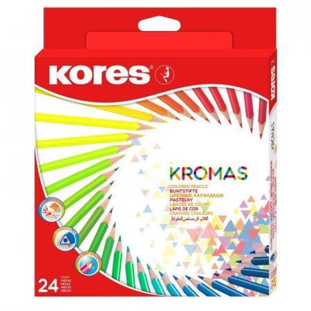 Карандаши цветные Kores Kromas 24 цвета трехгранные Карандаши цветные Kores Kromas 24 цвета трехгранные