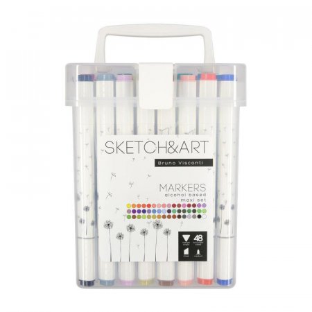 Набор маркеров Sketch&Art Макси-набор двухсторонних 48 цветов  (толщина линии 3 мм)