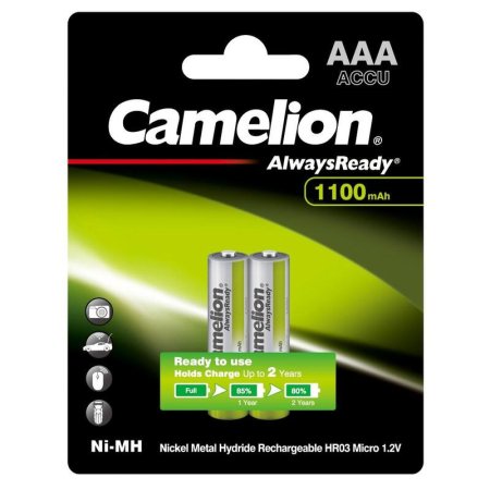 Аккумулятор AAA 1100 мАч Camelion Always Ready 2 штуки в упаковке Ni-Mh  (15037)