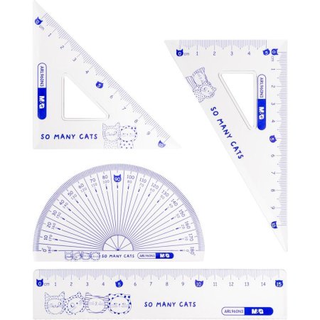 Набор чертежный M&G So Many Cats (линейка, транспортир, 2  угольника)