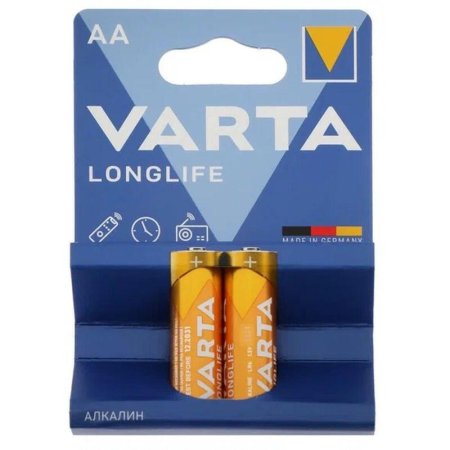 Батарейка AA пальчиковая Varta Longlife (2 штуки в упаковке, 4106101412)