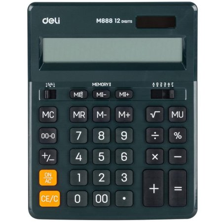 Калькулятор настольный Deli M888 12-разрядный зеленый 202.2x158.5х31.3  мм