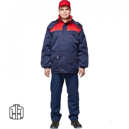 Куртка рабочая зимняя мужская з08-КУ с СОП синяя/красная (размер 44-46,  рост 182-188)