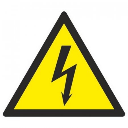 Знак безопасности Опасность поражения электрическим током W08 (200х200 мм, пленка ПВХ)