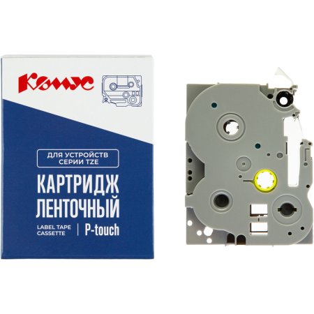 Картридж Комус TZE-141 для принтера этикеток Brother (18 мм х 8 м, цвет  ленты прозрачный, шрифт черный)