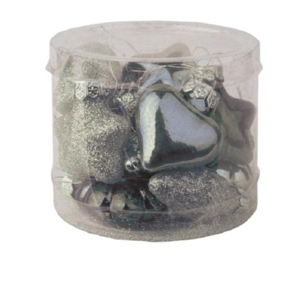 Набор елочных игрушек Серебряные стекло (диаметр 3 см, 12 штук в  упаковке)