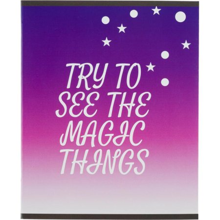 Тетрадь общая Magic stars А5 48 листов в клетку на скрепке обложка с  рисунком ВД-лак