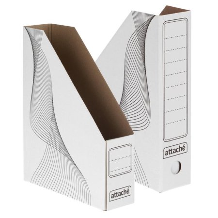 Лоток вертикальный для бумаг 75 мм Attache картонный белый с линиями (2  штуки в упаковке)