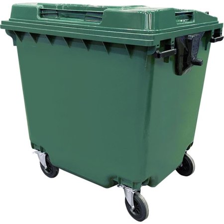 Контейнер-бак мусорный ТехПолимерЭко 1100 л пластиковый на 4-х колесах с  крышкой зеленый