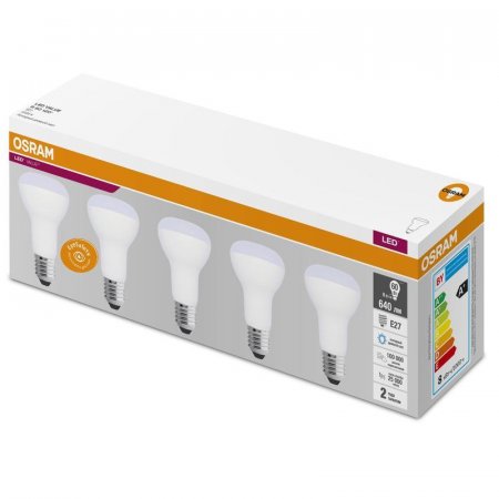 Лампа светодиодная Osram 8 Вт E27 грибовидная 6500 К холодный белый свет  (5 штук в упаковке)