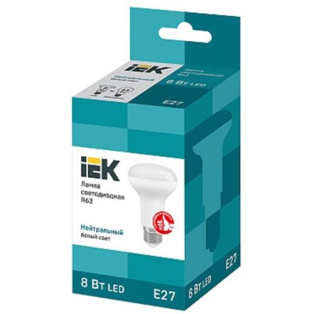 Лампа светодиодная IEK ECO R 8Вт E27 4000К 720Лм 230В  LLE-R63-8-230-40-E27