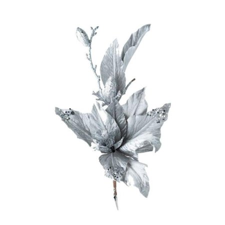 Новогоднее украшение Цветок пастель пластик серебристый (36х26 см)