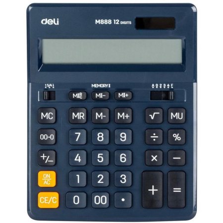 Калькулятор настольный Deli M888 12-разрядный синий 202.2x158.5х31.3 мм